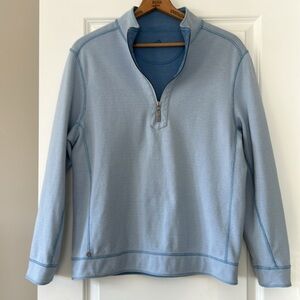 Tommy Bahama REVERSIBLE 1/2 Zip Pullover Sweatshirt w Marlin Logos Blue